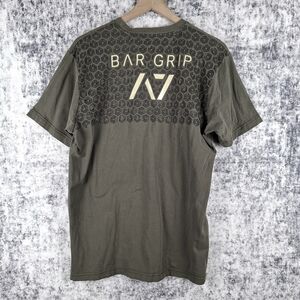 A7 Strongwear T Shirt Men's Size Large Olive Green Bar Grip Graphic Short Sleeve